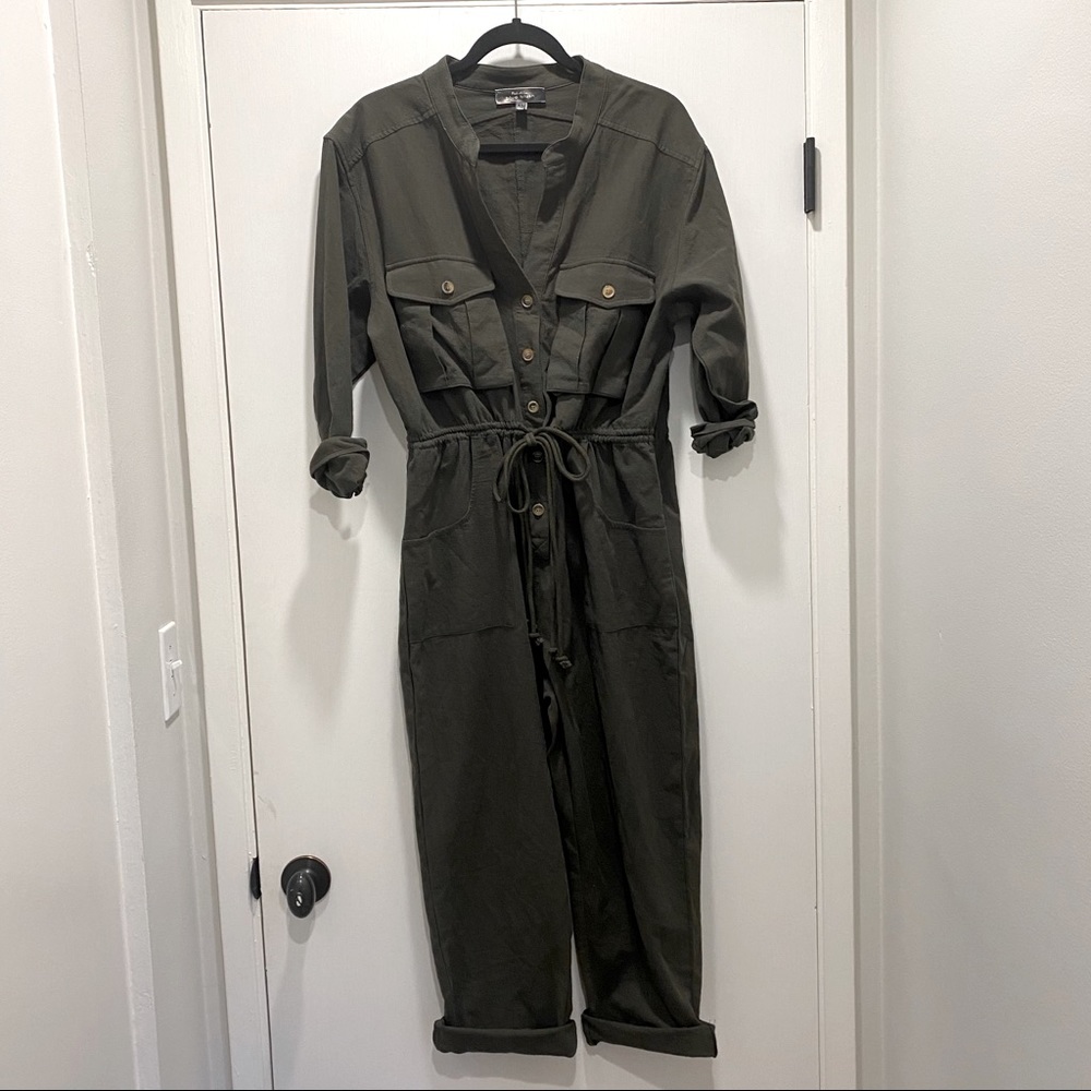 Green coveralls jumpsuit Blue Blush